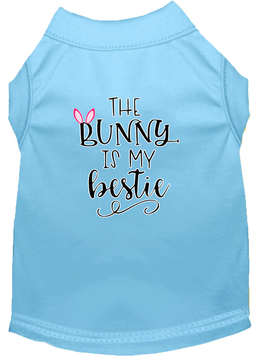 Bunny is my Bestie Screen Print Dog Shirt Baby Blue Lg